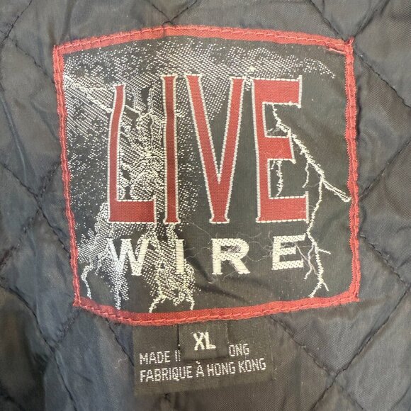 Vintage Jacket Coat Green Black Full Zip Quilted Lining 80s 90s Live Wire XL - Picture 11 of 15